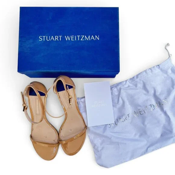 STUART WEITZMAN Nudist 75 Sandals Nude Heel 8.5 w/ Box Dustbag Classic - Picture 3 of 15